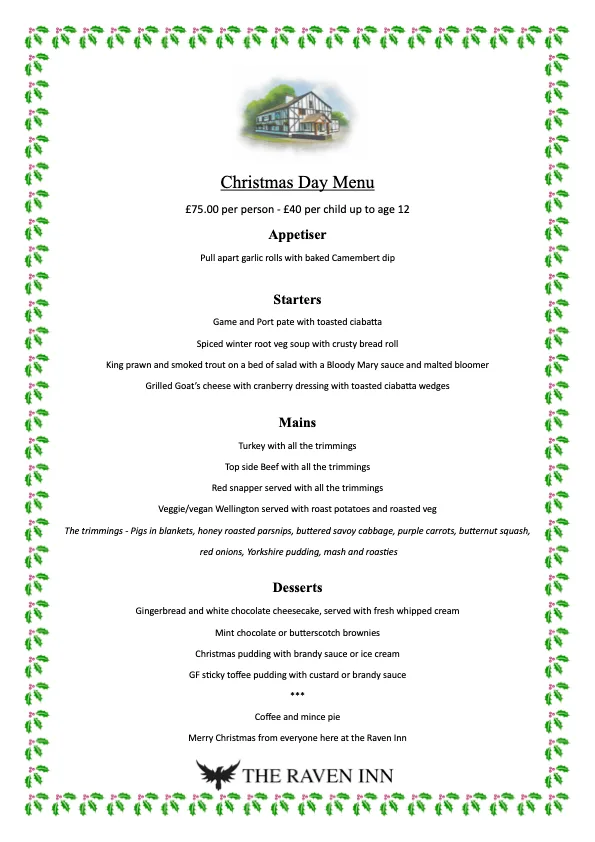 Christmas Day Menu