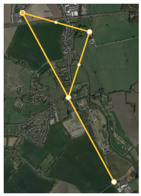 A straight line links the tracks that join the drives of Hurst Hall and Holcroft Hall to the main thoroughfare, each 1035m from that datum point, approximately five furlongs in contemporary measurement. This layout is perhaps the ‘metes and bounds’ survey relating to the division of Gilbert’s estate. Also from this point, a line to Light Oaks Hall and then 90degrees to Hurst Hall is 730m along each line. The line from Light Oaks Hall crosses the Glaze at its mid-point over Light Oaks bridge, which had sufficient bearing capacity to carry the weight of a hay wain and horses, adding to the likelihood of this interpretation of careful laying-out. The track following the line to Holcroft today is known as Hey Shoot Lane, probably taking its name from middle English and French for the ‘high chute’ (as in water chute), namely the tailrace of the mill. Perhaps the track in the other direction over Fowley Common to Hurst Hall was the Lowe Shoot Lane? But this is conjecture.